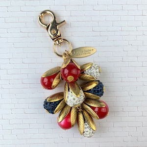 Lenora Dame American Pie Rhinestone Bag Charm - Red White and Blue Purse Charm