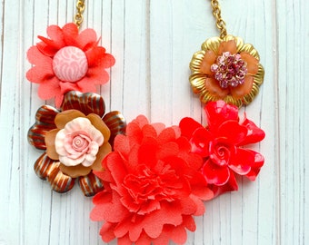 Lenora Dame Coral Flower Necklace - One-of-a-Kind