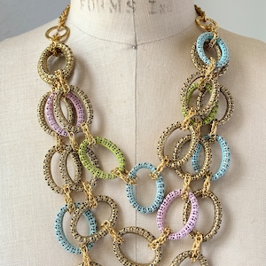 LAST ONE Lenora Dame Filigree Hoop Multi-Strand Bib Necklace