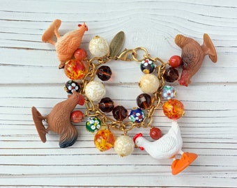 LAST ONE Lenora Dame Chicken Charm Bracelet