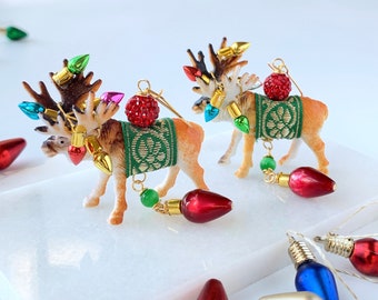 Lenora Dame Tangled Reindeer Holiday Earrings