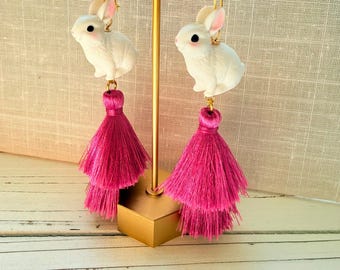 Lenora Dame Baby Bunny Tassel Earrings
