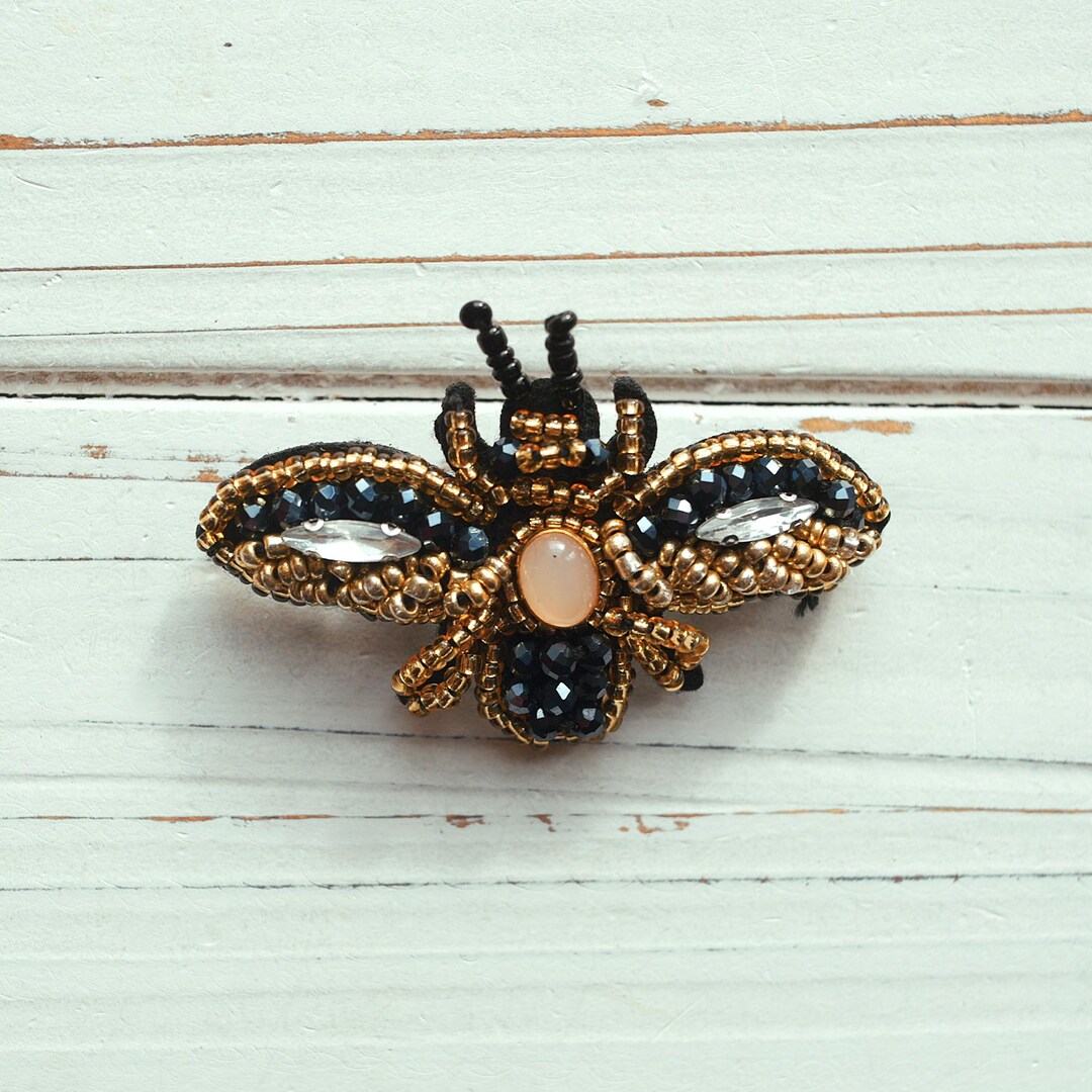 Beaded Appliqué Bumble Bee Pin - Etsy