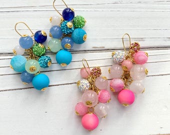 Lenora Dame Colorful Beaded Dangle Earrings - 2 Color Options