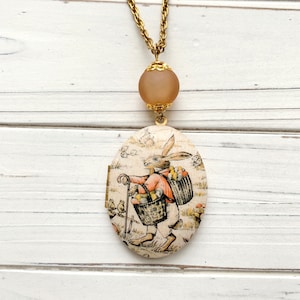 Lenora Dame Flop Eared Bunny Rabbit Locket Necklace