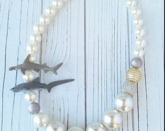 Lenora Dame Shark Necklace in Pearl