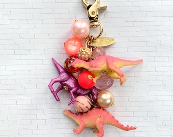 Lenora Dame Favorite Dinosaur Purse Charm in Taffy Pink