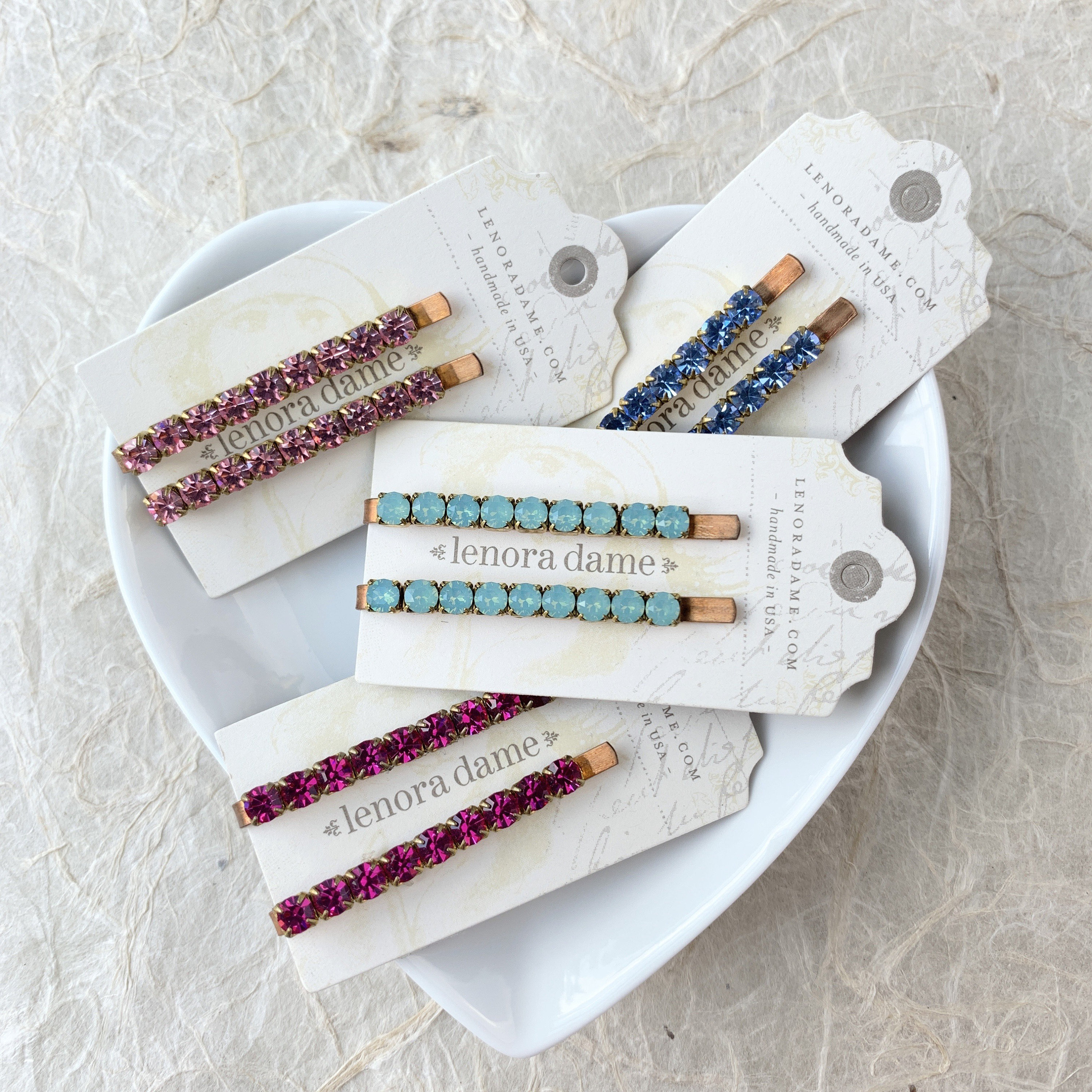 Lenora Dame Classic Rhinestone Bobby Pin Set - Choice of Rhinestone Color!