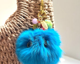 Lenora Dame Plush Monster Bag Charm - Caribbean Blue