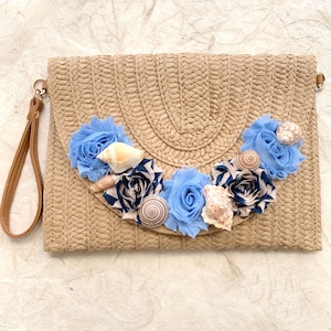 Lenora Dame Seaside Nights Straw Clutch Purse for Women - One-of-a-Kind