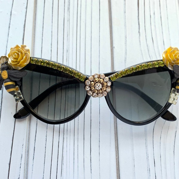 Lunettes de soleil ornées d'abeilles miel Lenora Dame