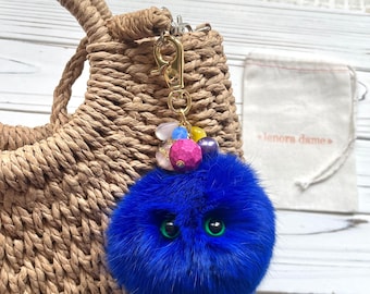Lenora Dame Plush Monster Bag Charm - Royal Blue