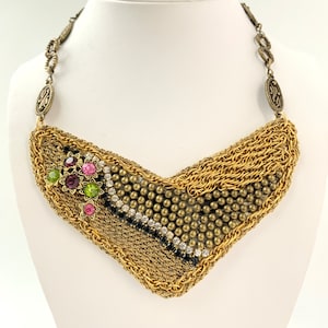 Lenora Dame Champagne Mozaic Bib Statement Necklace - One of a Kind