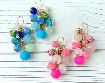 Lenora Dame Colorful Beaded Dangle Earrings - 2 Color Options