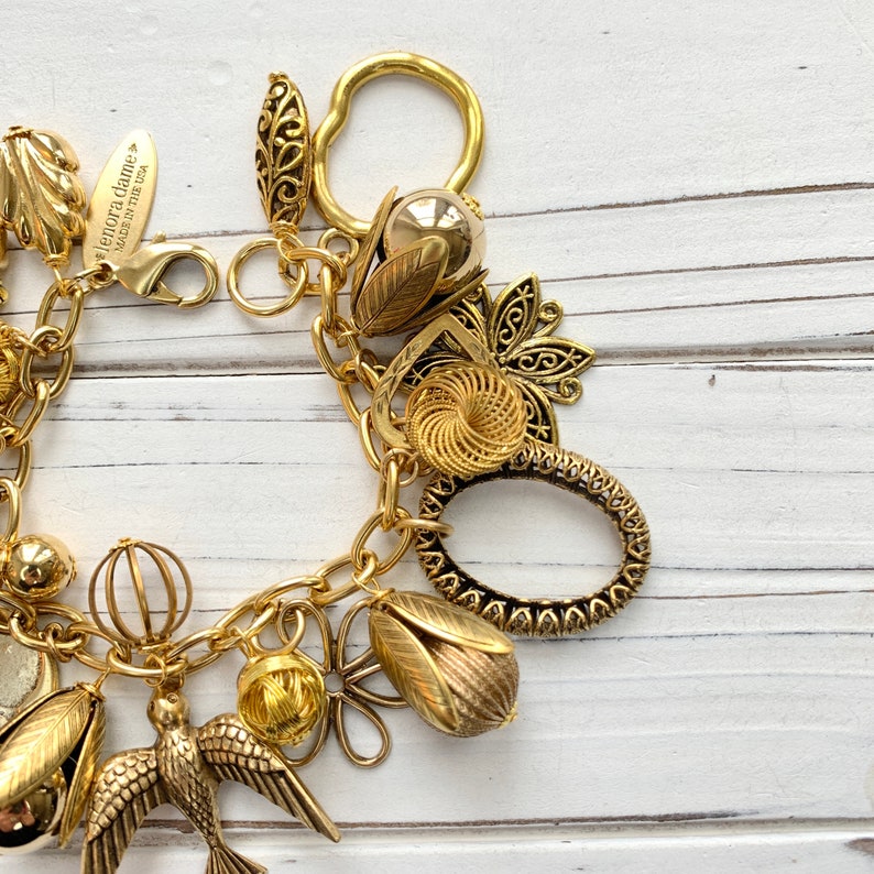 Lenora Dame Vintage Inspired Gilded Charm Bracelet image 2