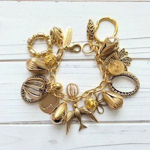 Lenora Dame Vintage Inspired Gilded Charm Bracelet