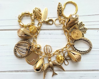 Lenora Dame Vintage Inspired Gilded Charm Bracelet