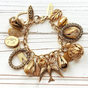 Lenora Dame Vintage Inspired Gilded Charm Bracelet