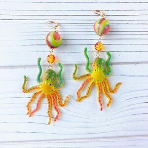 LAST ONE - Lenora Dame Inky Octopus Statement Earrings