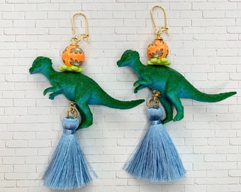 Lenora Dame Flora Dinosaur Tassel Earrings