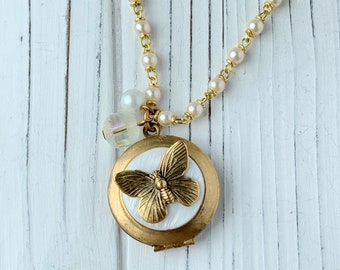 Lenora Dame Mariposa Butterfly Locket Charm Necklace