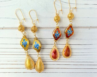 Lenora Dame Cloisonné Lantern Earrings - 2 Color Choices