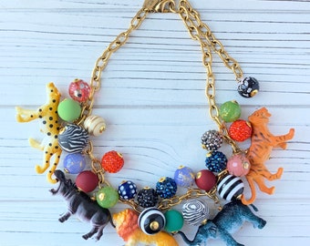 Lenora Dame Short Safari Animal Necklace