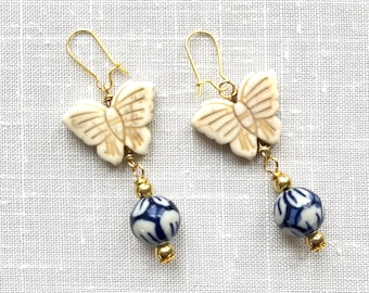 Lenora Dame Porcelain Butterfly Earrings