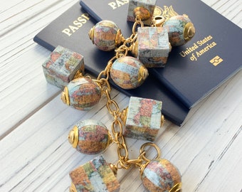 Lenora Dame Wanderlust Vintage Map Charm Bracelet