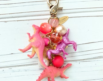 Lenora Dame Favorite Dinosaur Purse Charm in Taffy Pink