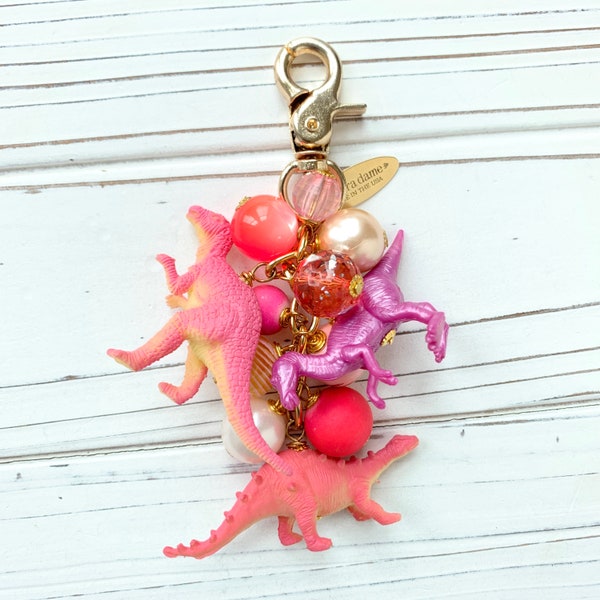 Lenora Dame Favorite Dinosaur Purse Charm in Taffy Pink