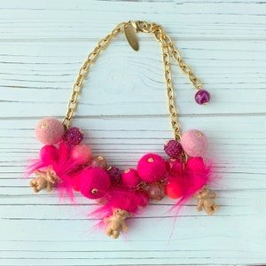 SOLD OUT  Lenora Dame Pink Troll Dolls Necklace