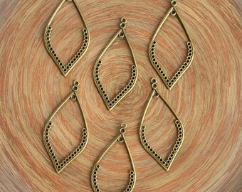 6 boucles d'oreilles pour lustre en bronze antique - Gouttes bohèmes 55 mm