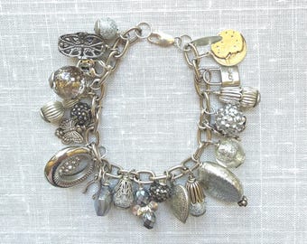 Lenora Dame Silver Vintage Gilded Charm Bracelet