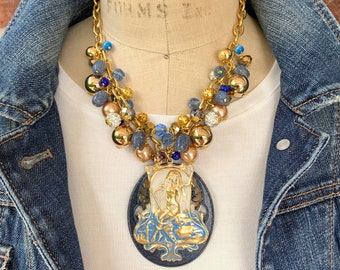Lenora Dame Nouveau Goddess Lady of the Lake Pendant Necklace - One-of-a-Kind