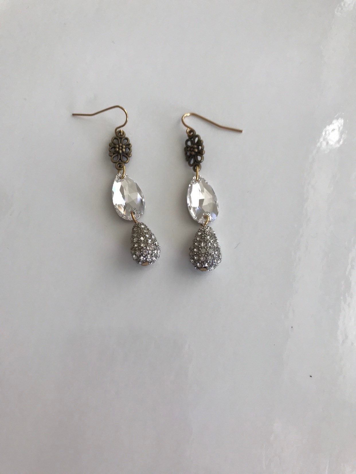 Lenora Dame Rhinestone Drop Crystal Earrings - Etsy
