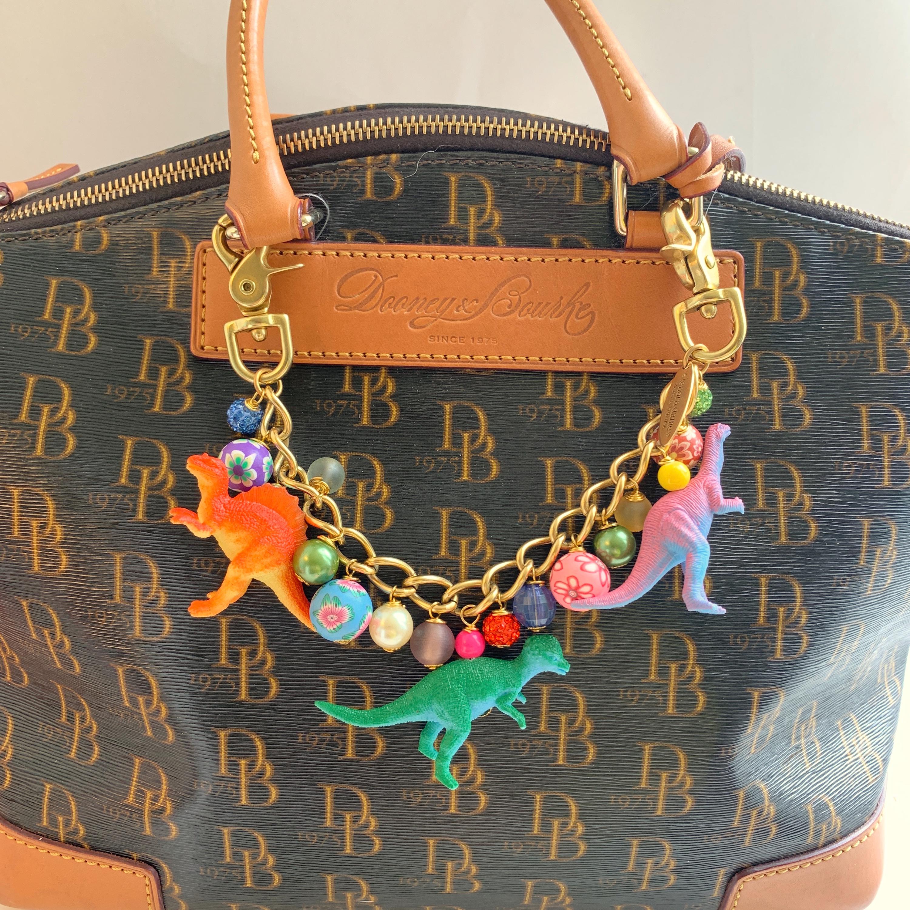 Lenora Dame Dinosaur Bag Charm, Gold Chain Purse Accessory