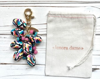Lenora Dame Spring Egg Bag Charm - Teal, Pink, & Black