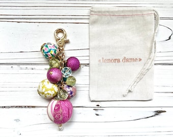 Lenora Dame One-Of-A-Kind Magenta and Green Purse Charm
