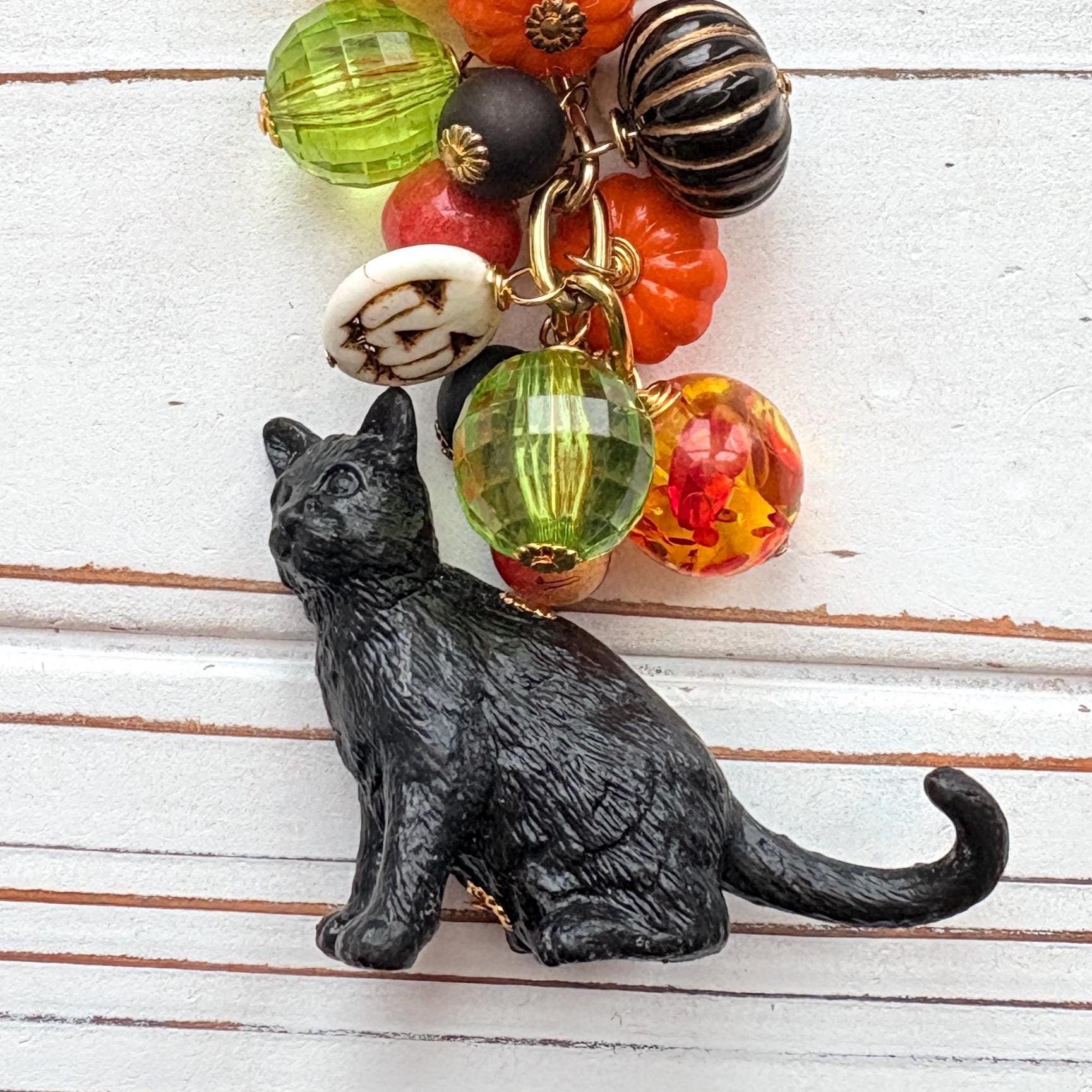 Lenora Dame Bewitched Halloween Black Cat Purse Charm - Keychain