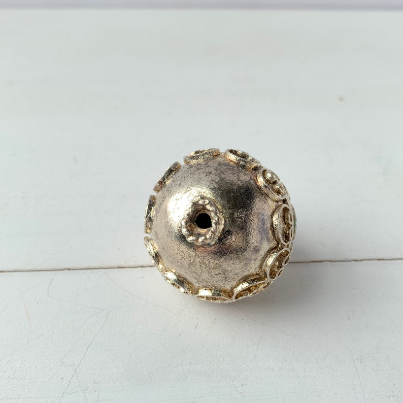 Lenora Dame Raw Materials 32mm Large Silver Bead with Raised Scroll Design for Jewelry Making Choose Amount Lenora Dame Raw Materials 32mm Large Silver Bead with Raised Scroll Design for Jewelry Making Choose Amount