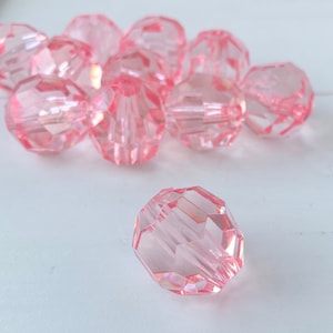Lenora Dame Raw Materials Pink Lucite Faceted Beads for Jewelry Making - 25mm - Jewelry Making Supplies - 70pcs