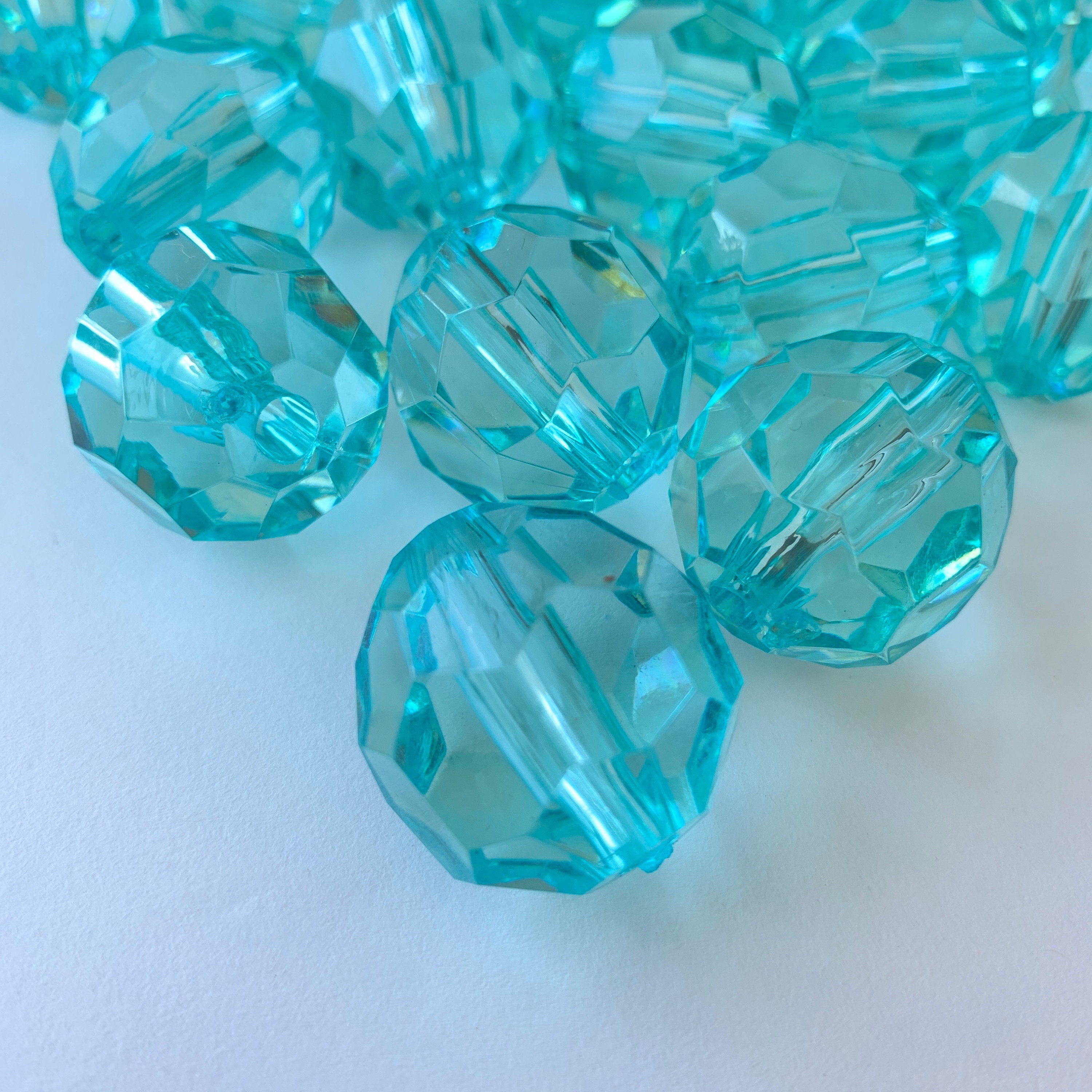Lenora Dame Raw Materials Aqua Lucite Faceted Large Beads for 