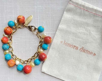 Lenora Dame Coral & Turquoise Bracelet