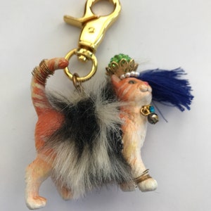 Lenora Dame Tabby Cat Bag Charm - Keychain Charm