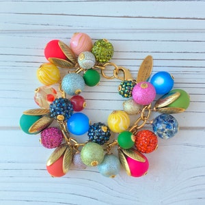 Lenora Dame Colorful Bead Cap Bauble Charm Bracelet image 1