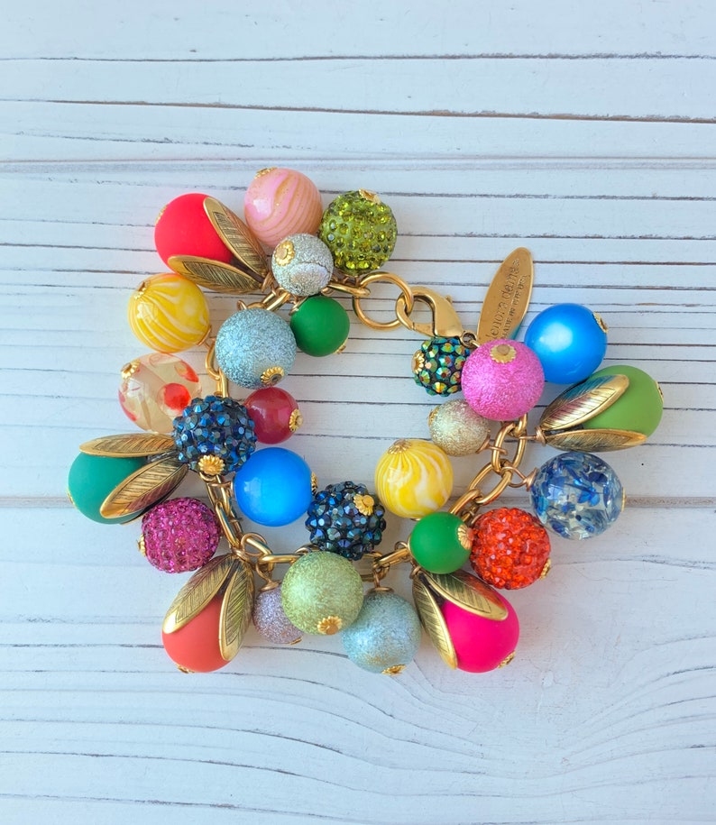 Lenora Dame Colorful Bead Cap Bauble Charm Bracelet image 1