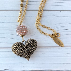 LAST FEW Lenora Dame Brass Heart Pendant Necklace