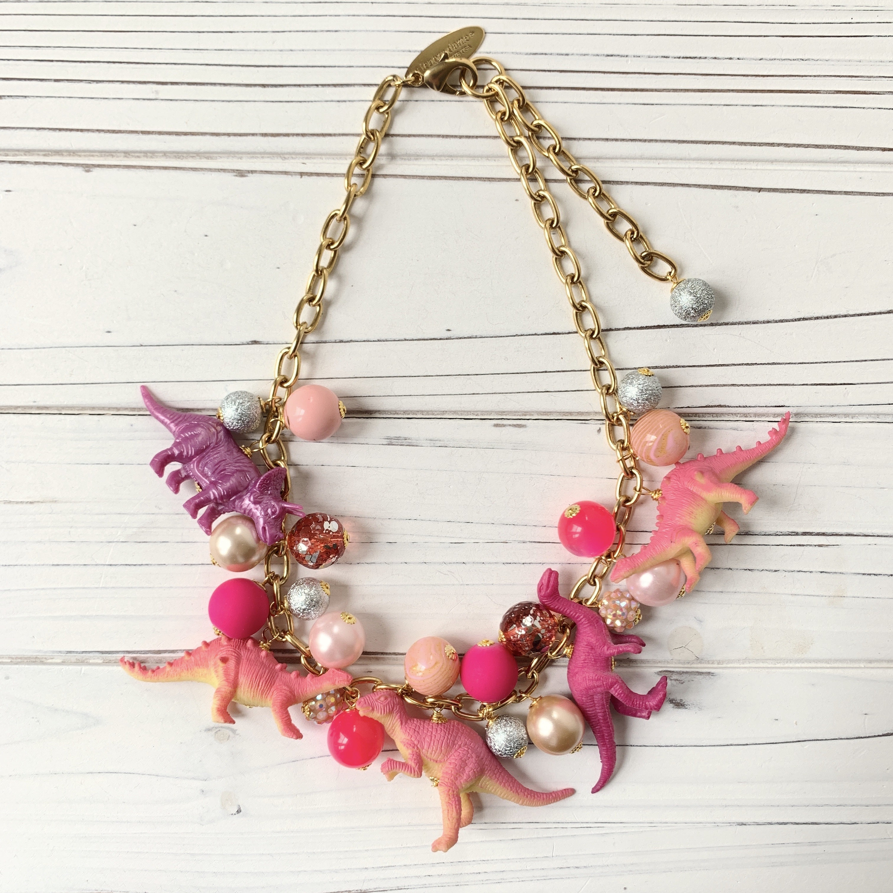 Lenora Dame Pink Carnation Dino Dinosaur Necklace Etsy