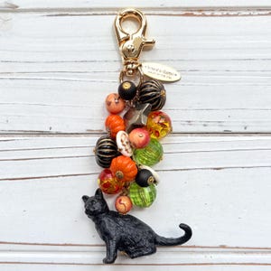 Lenora Dame Bewitched Halloween Black Cat Purse Charm - Keychain Charm